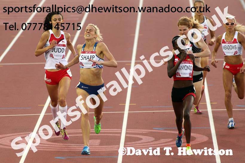 Lynsey Sharp (Scotland) 2nd from Winnie Nanyondo (Uganda) 3rd in the 800 metres at the Commonwealth Games, Glasgow. Photo: David T. Hewitson/Sports for All Pics